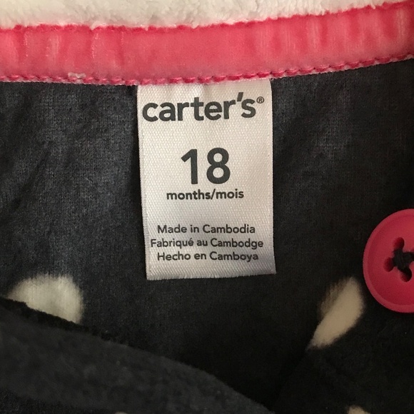 CARTER’S 3-Piece Fleece Hoodie Set Polka Dot Black White Pink Size 18 Months NWT - Picture 7 of 14